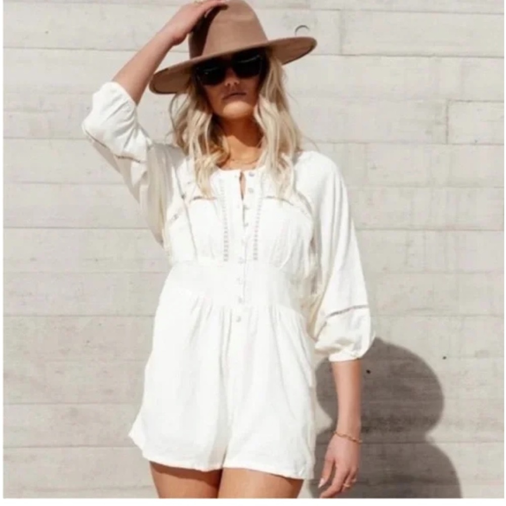 White Long Sleeve Romper